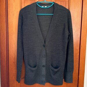 LOFT Charcoal Gray V-Neck Pocket Cardigan - Size M